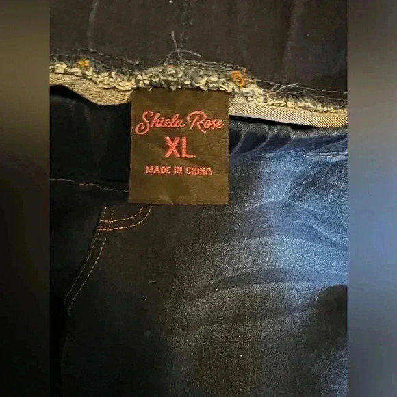 Sheila Rose  Stretch Skinny Pants XL Distressed Dark Blue  Comfy Leggings - Picture 5 of 6